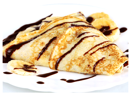 Crepes con cioccolato fuso e mele