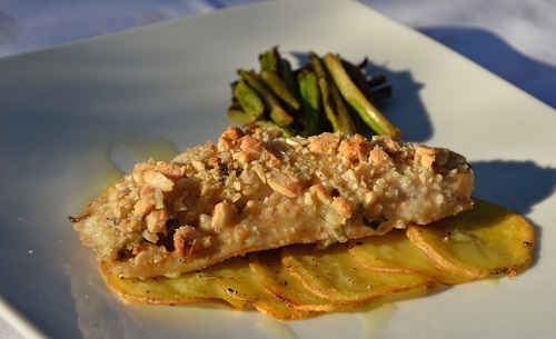 Pesce spada in crosta con topinambur