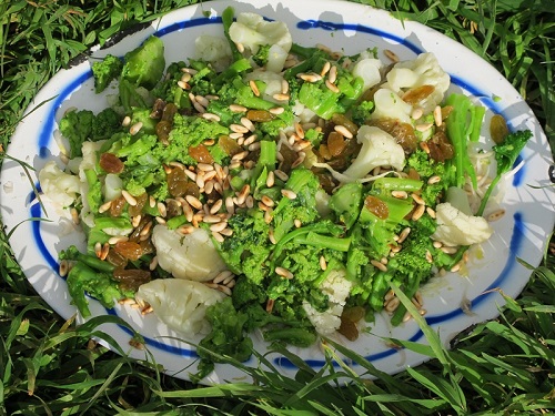 Contorno di broccoli, calvolfiori e indivia belga